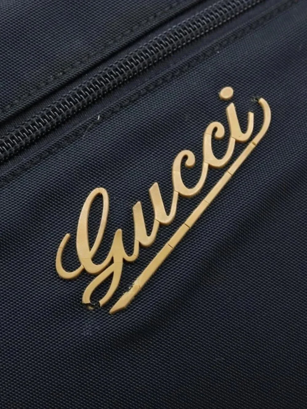 GUCCI Pouch Nylon Navy Silver Auth bs22200